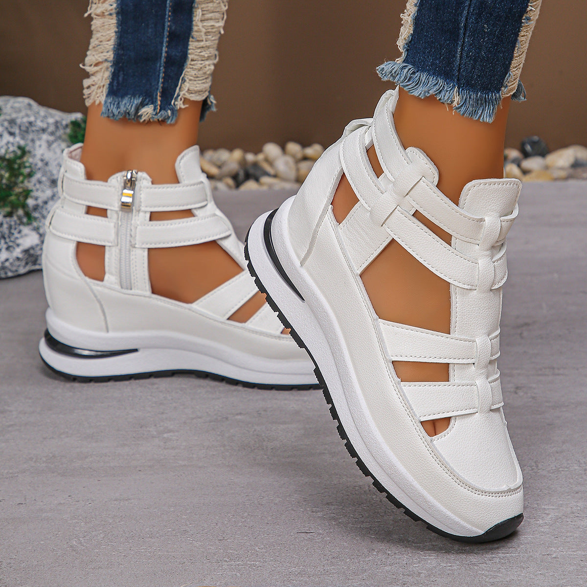 Valeska - Dames sneaker-sandaal met open zijpanelen