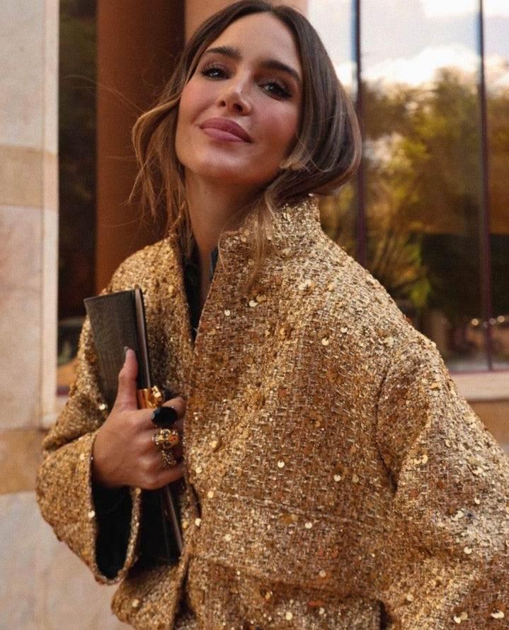 Janah | Verfijnde Blazer Versierd Met Gouden Glitters