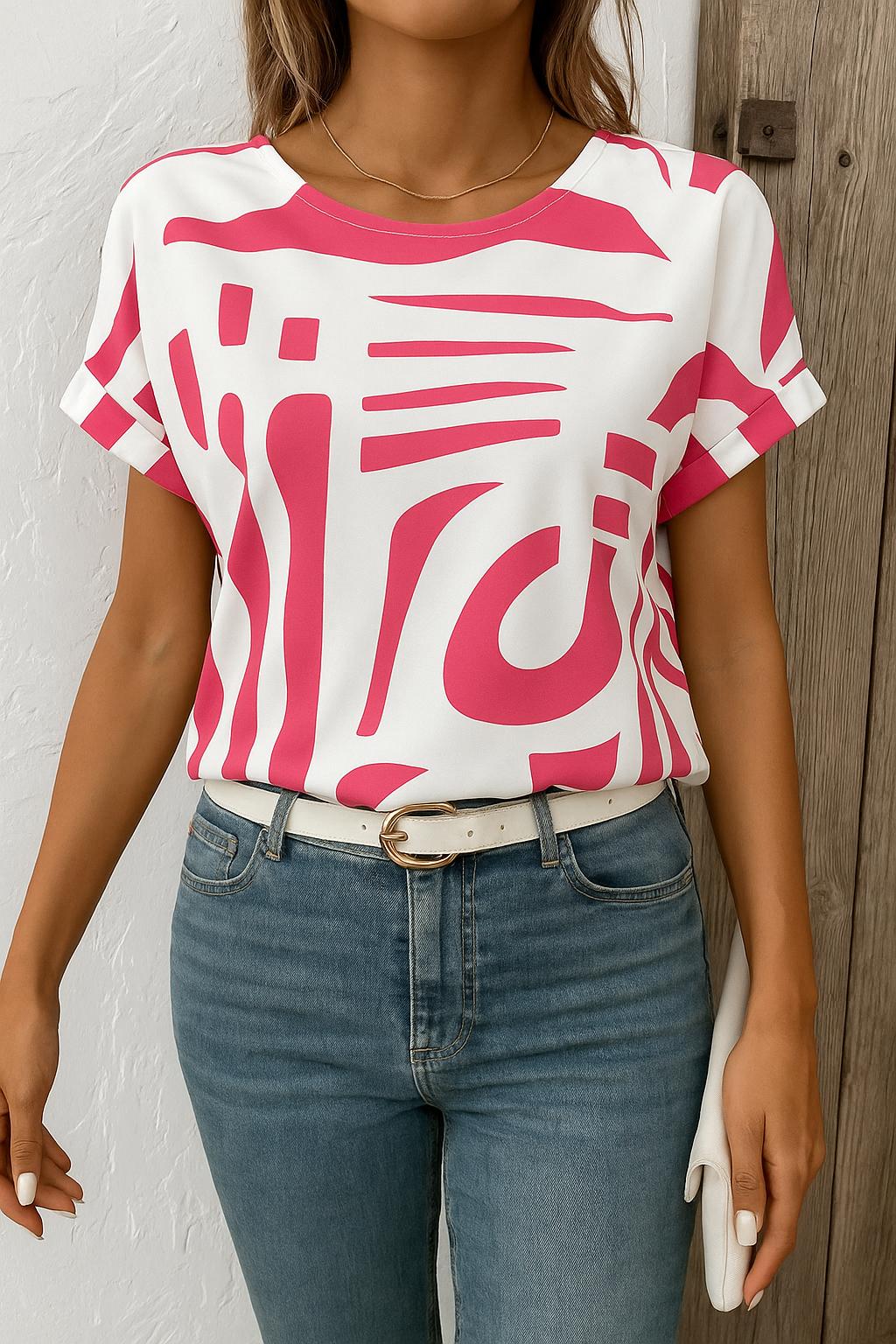 Sibelia - Rechte dames top met ronde hals