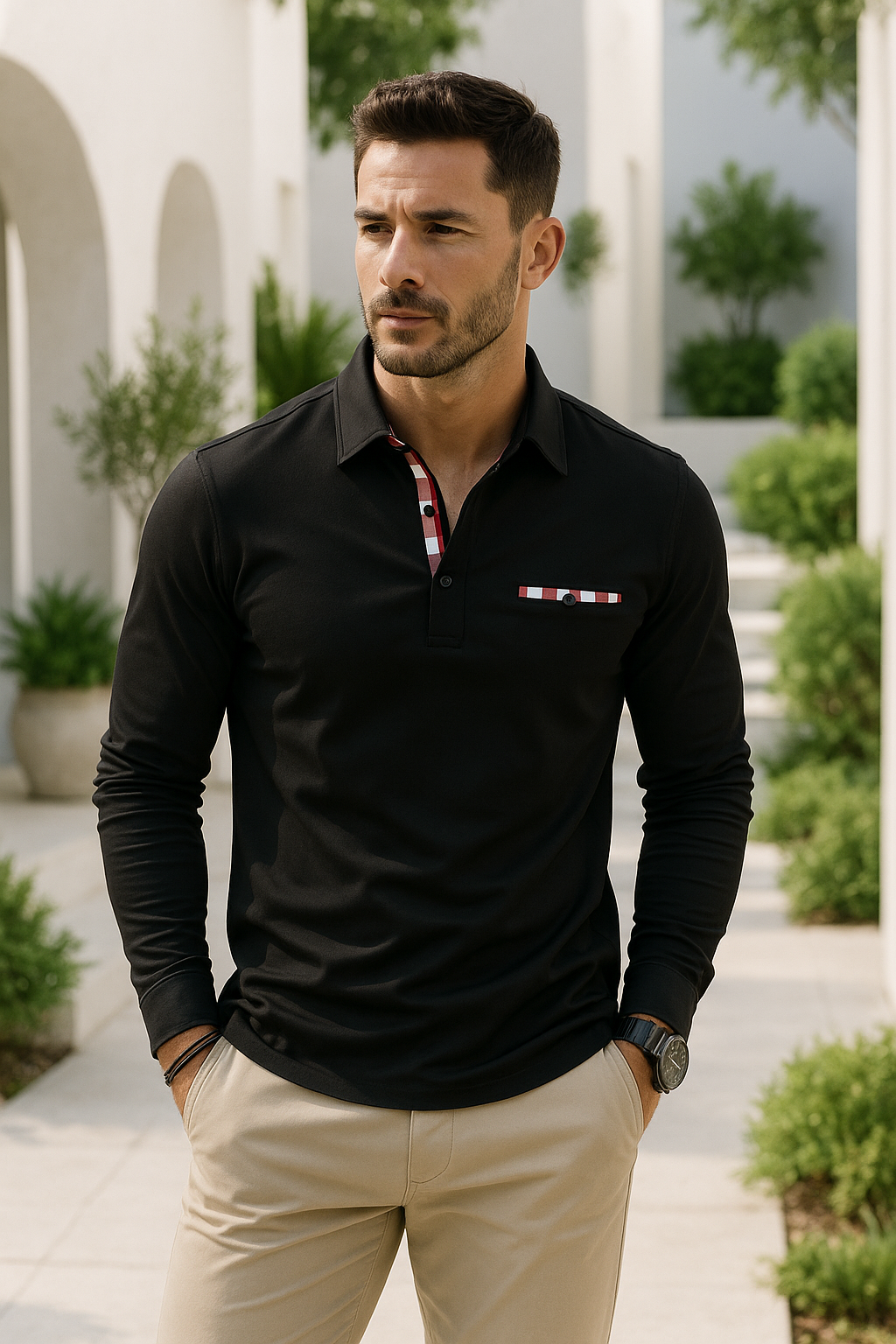 Jeroen | Heren longsleeve ruit details