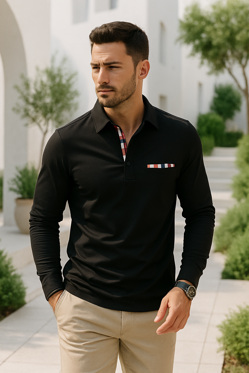 Jeroen | Heren longsleeve ruit details