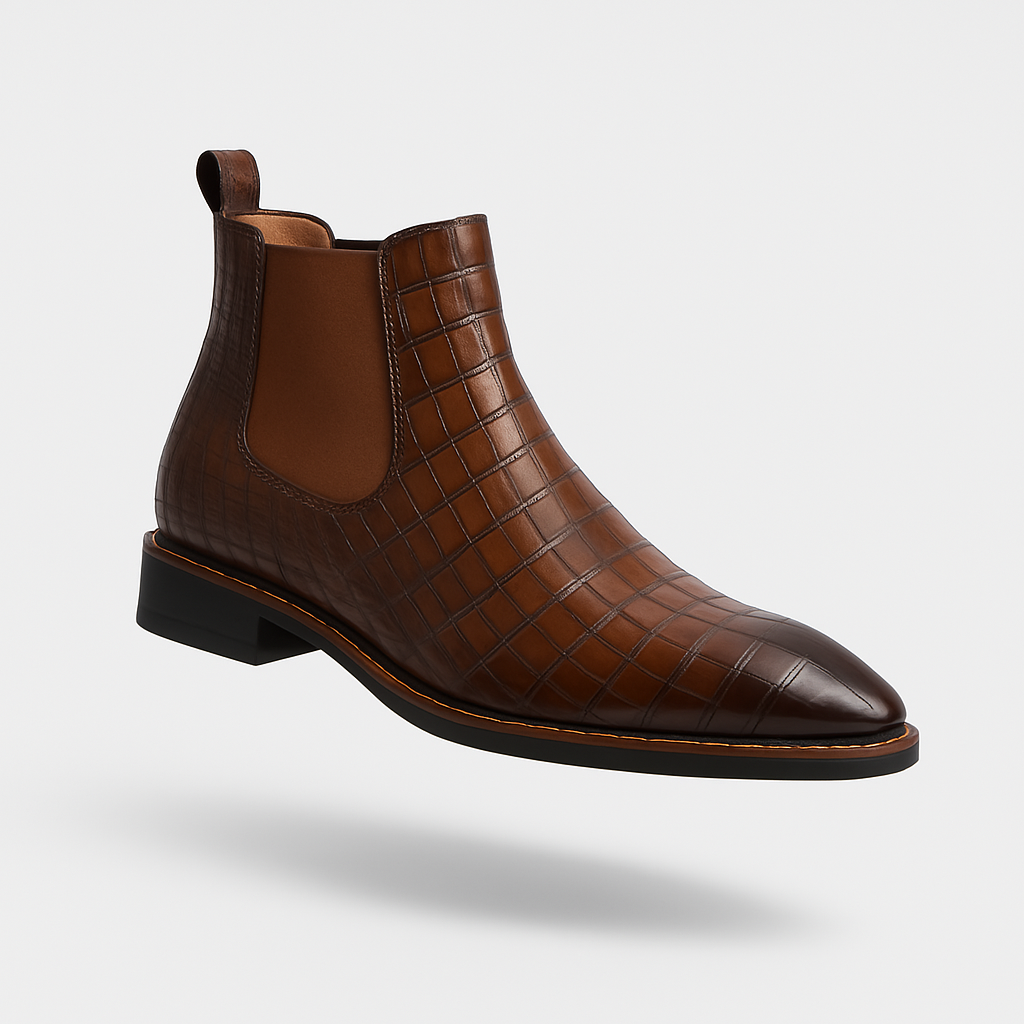 Finnick | Heren enkellaars van leer met gestructureerd ontwerp