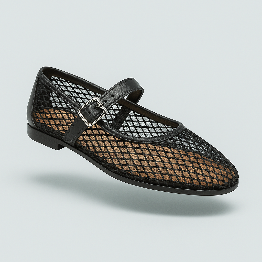 Ania | Mesh ballerina's met gespsluiting
