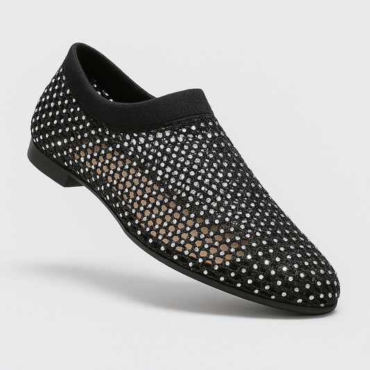 Jeane | Met diamanten versierde mesh flats