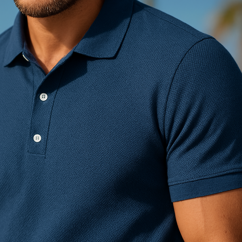Eadric -Heren zomer set met polo en short in ton-sur-ton structuur