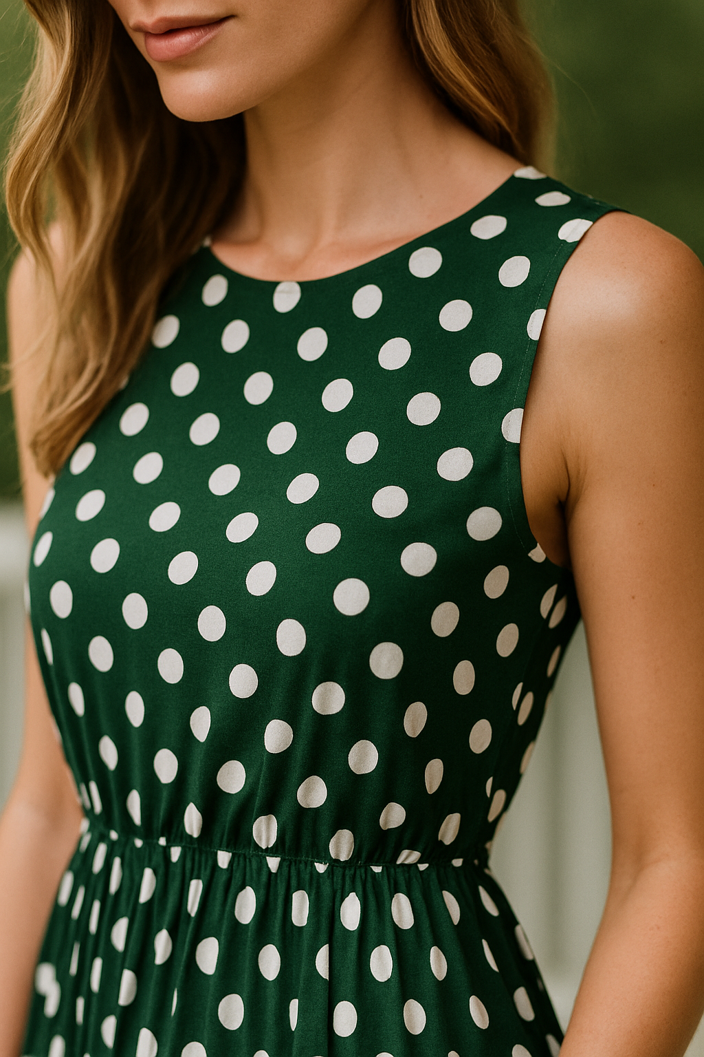 Francoise - Mouwloze maxi zomerjurk met stippenprint voor dames
