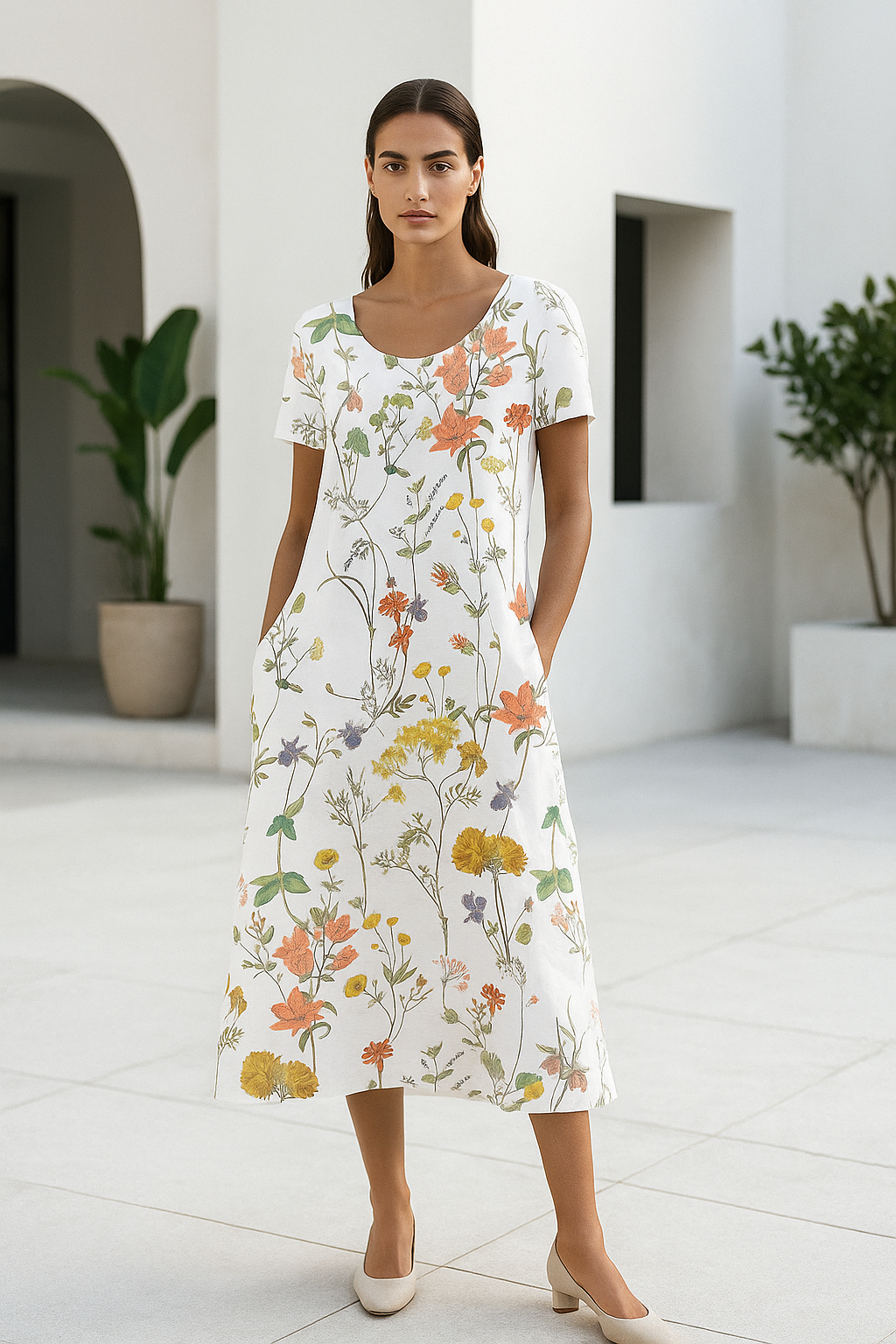Florella | Dames zomerjurk met korte mouw en bloemenprint