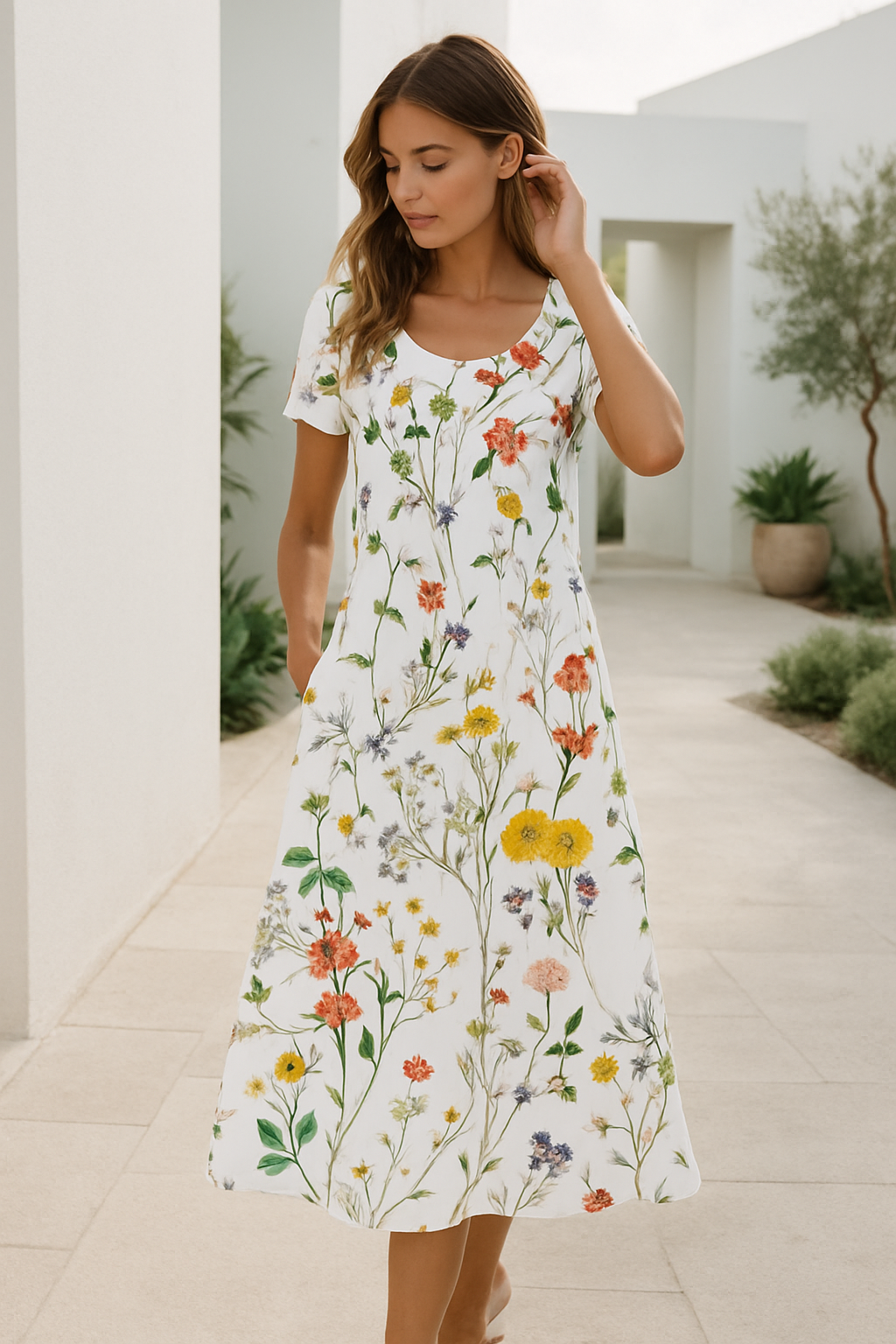 Florella | Dames zomerjurk met korte mouw en bloemenprint