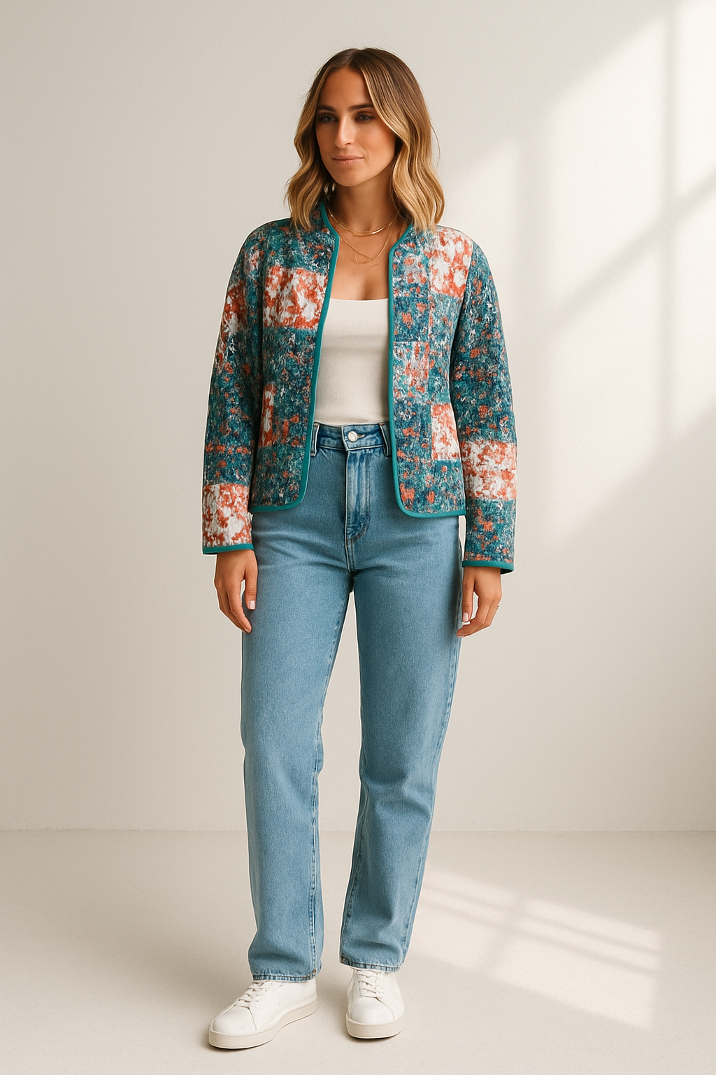 Mirthe - Trendy geruite vintage jas van zacht materiaal