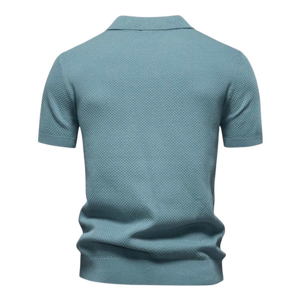 Gilbert - Heren poloshirt met open kraag en textuurstructuur