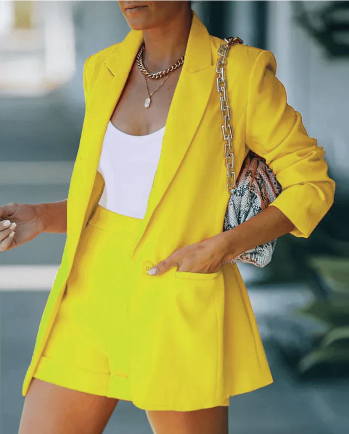 Amina - Dames shortpak met blazer en rechte pijp