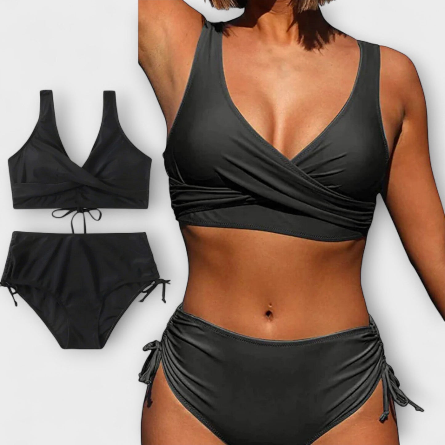 Beatrice - Dames bikini met overslagtop en hoge taille slip