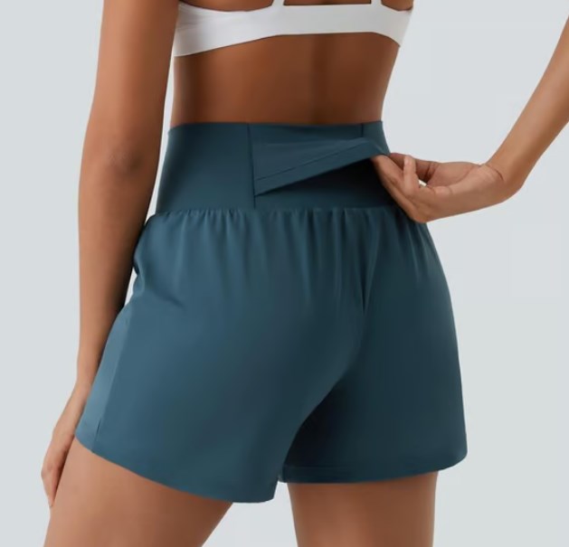 Dora - Dames sportshort met hoge taille en binnenbroek met zak