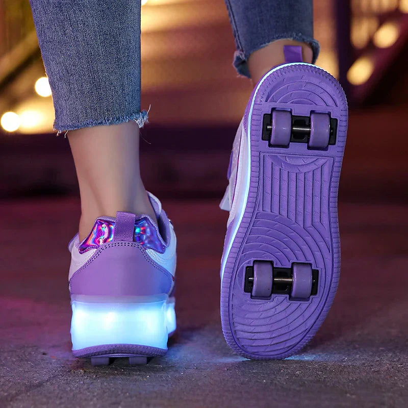 Ebba - Kinder LED Rollerschoenen met Inklapbare Wielen en Verlichting