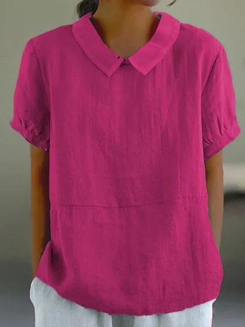 Celandine - Dames blouse met korte mouwen en ronde kraag