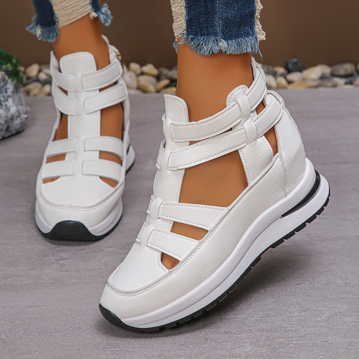 Valeska - Dames sneaker-sandaal met open zijpanelen