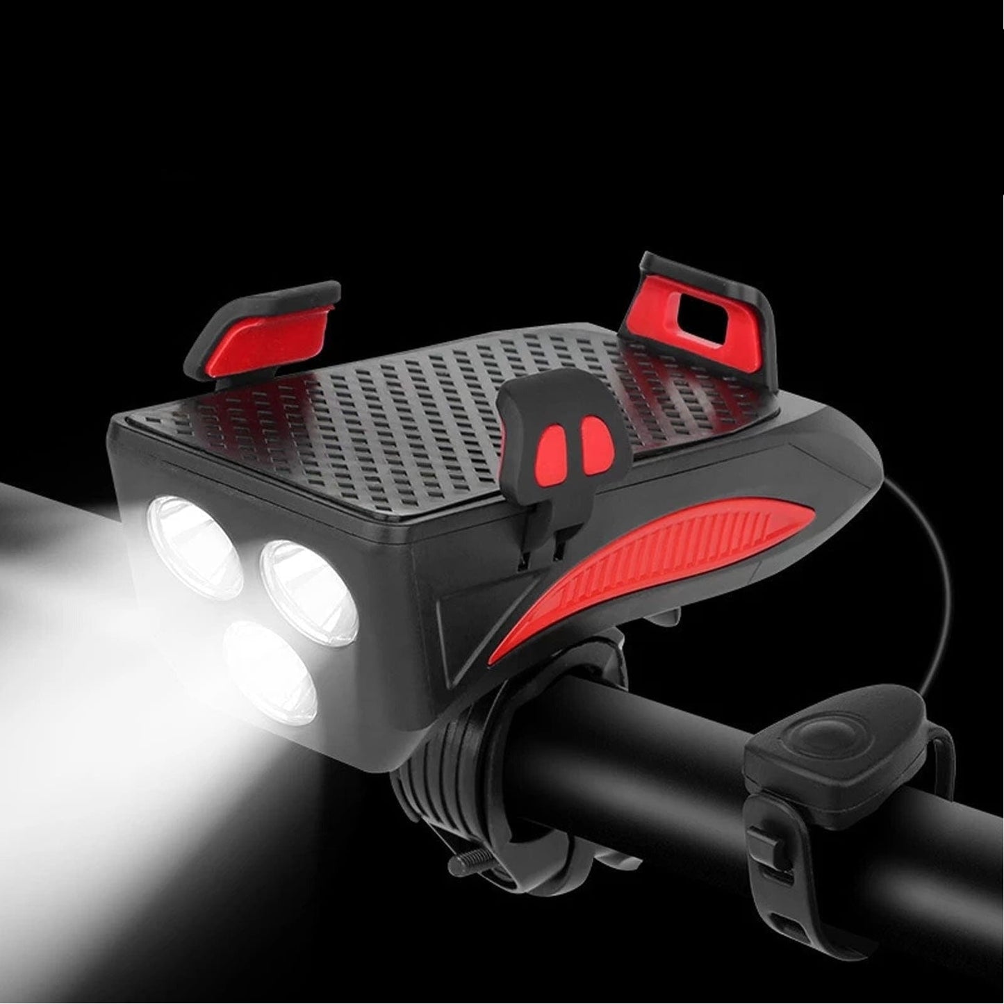 Innovatieve 4-1 fietslamp | powerbank | telefoonhouder - claxon