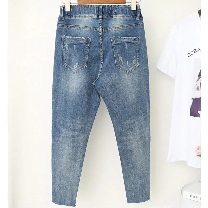 Tilly - Relaxed fit denim joggers met trekkoord voor dames