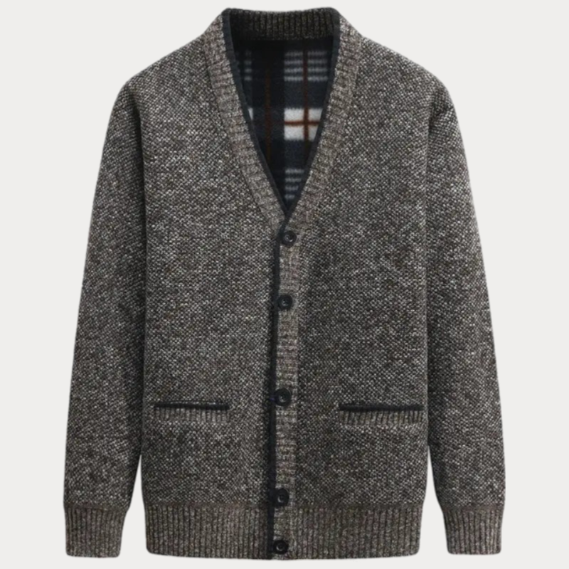 Gregg - Gebreid V-hals vest met knopen voor heren