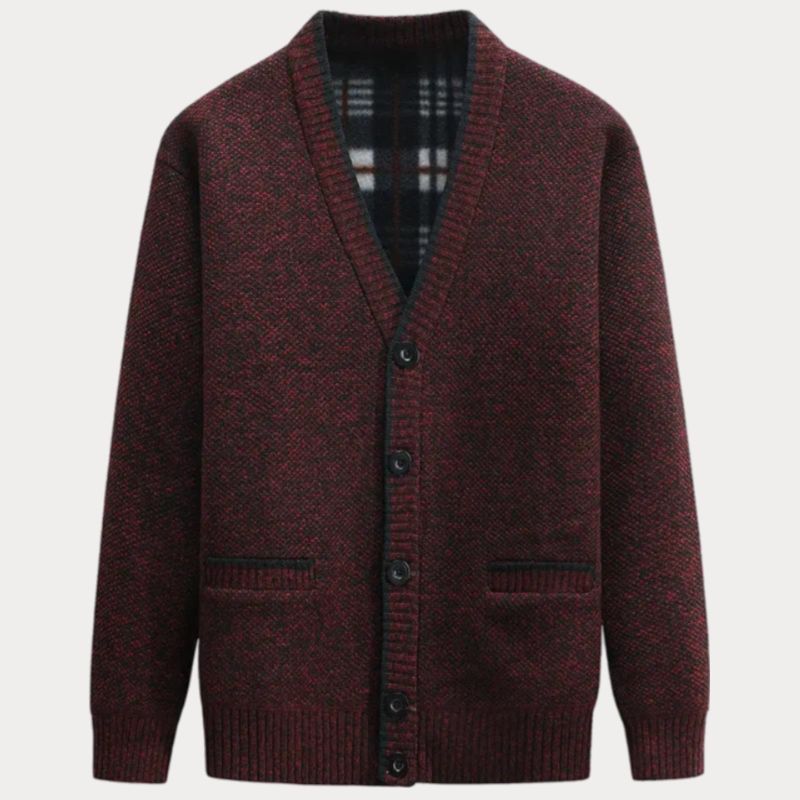 Gregg - Gebreid V-hals vest met knopen voor heren