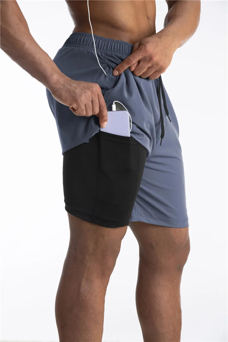 Giovanni - Sportshort voor heren met geïntegreerde legging en zijvak
