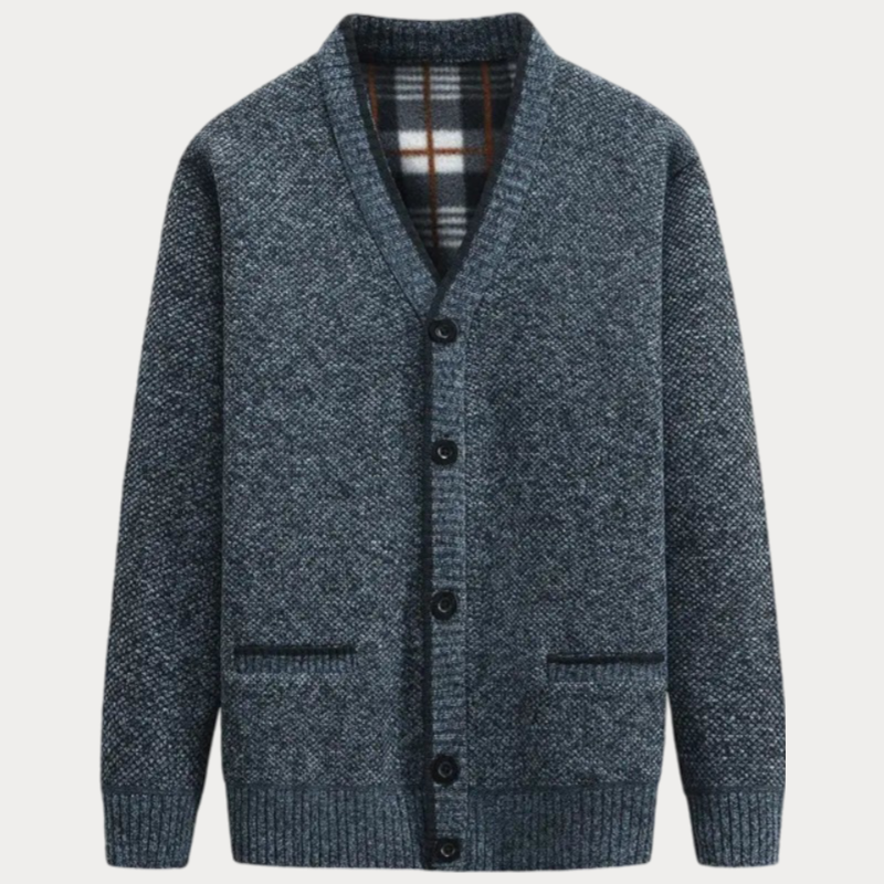 Gregg - Gebreid V-hals vest met knopen voor heren