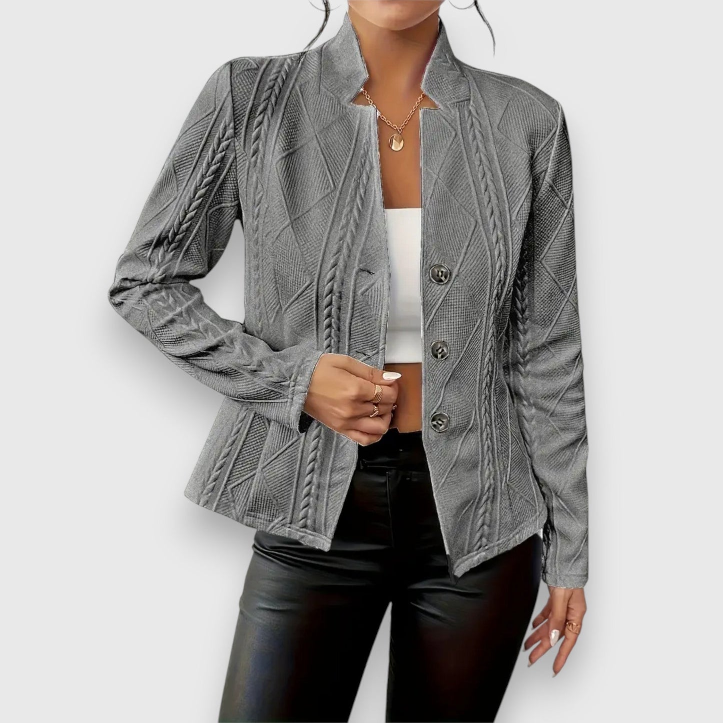 Dobrava - Getailleerde damesblazer met structuurpatroon
