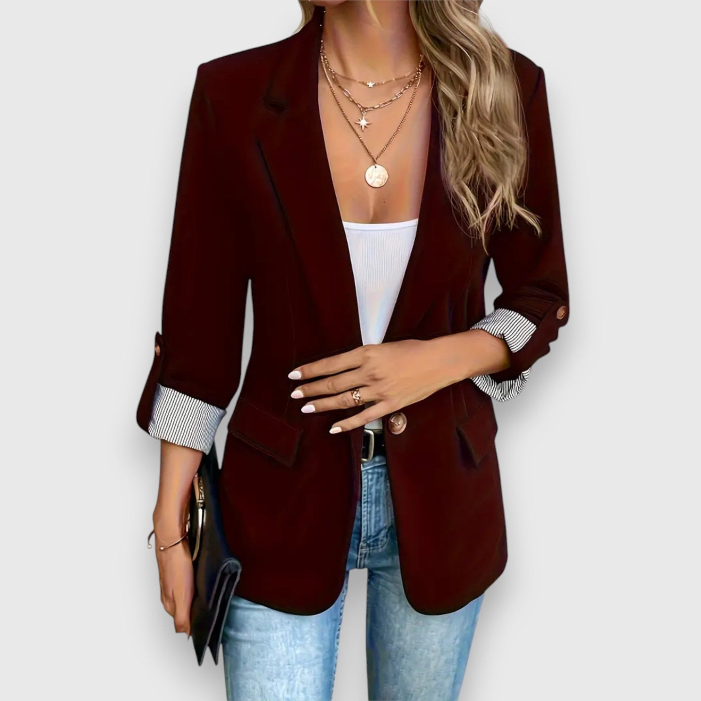 Antonia - Damesblazer met opgerolde mouwen