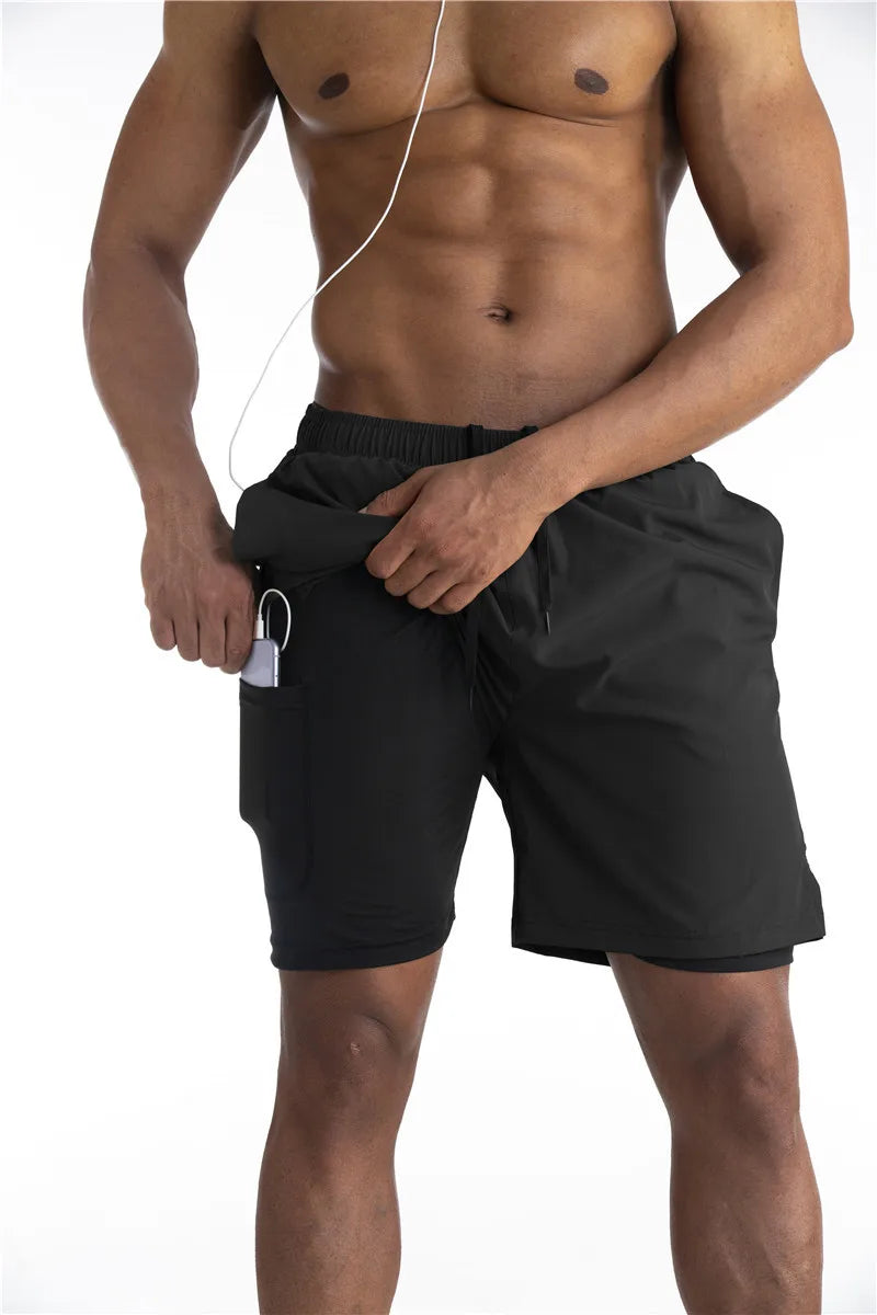 Giovanni - Sportshort voor heren met geïntegreerde legging en zijvak