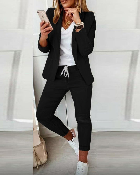 Ariadne - Casual tweedelige blazer- en joggerset voor dames