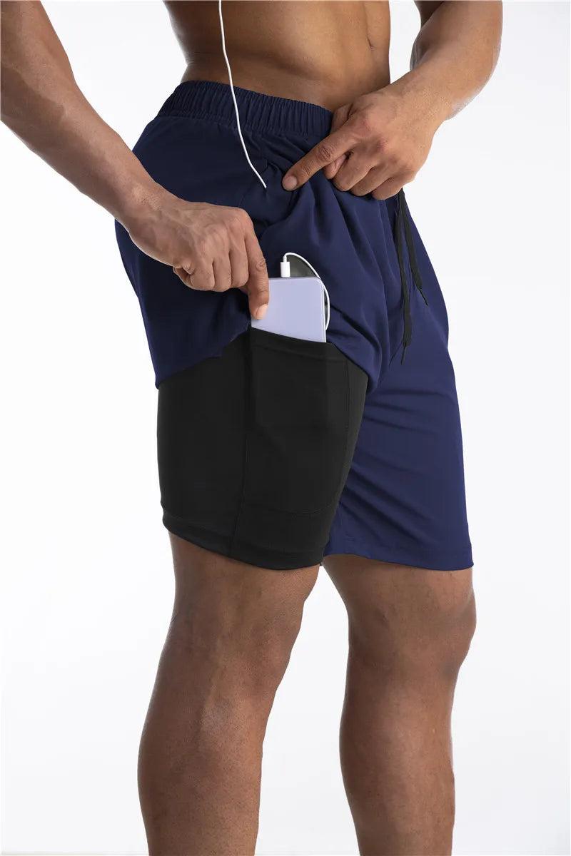 Giovanni - Sportshort voor heren met geïntegreerde legging en zijvak