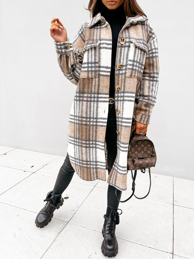 Briony - Geruite damesjas oversized