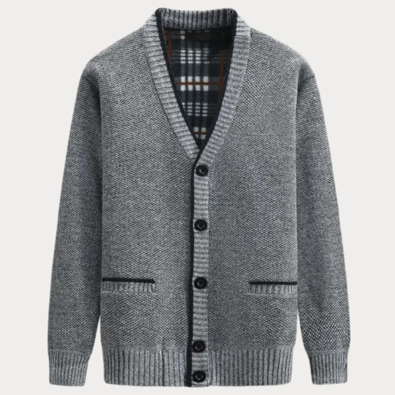 Gregg - Gebreid V-hals vest met knopen voor heren