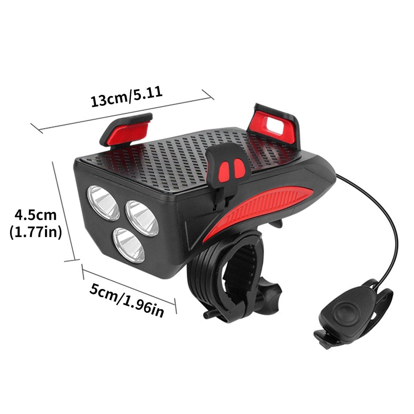Innovatieve 4-1 fietslamp | powerbank | telefoonhouder - claxon