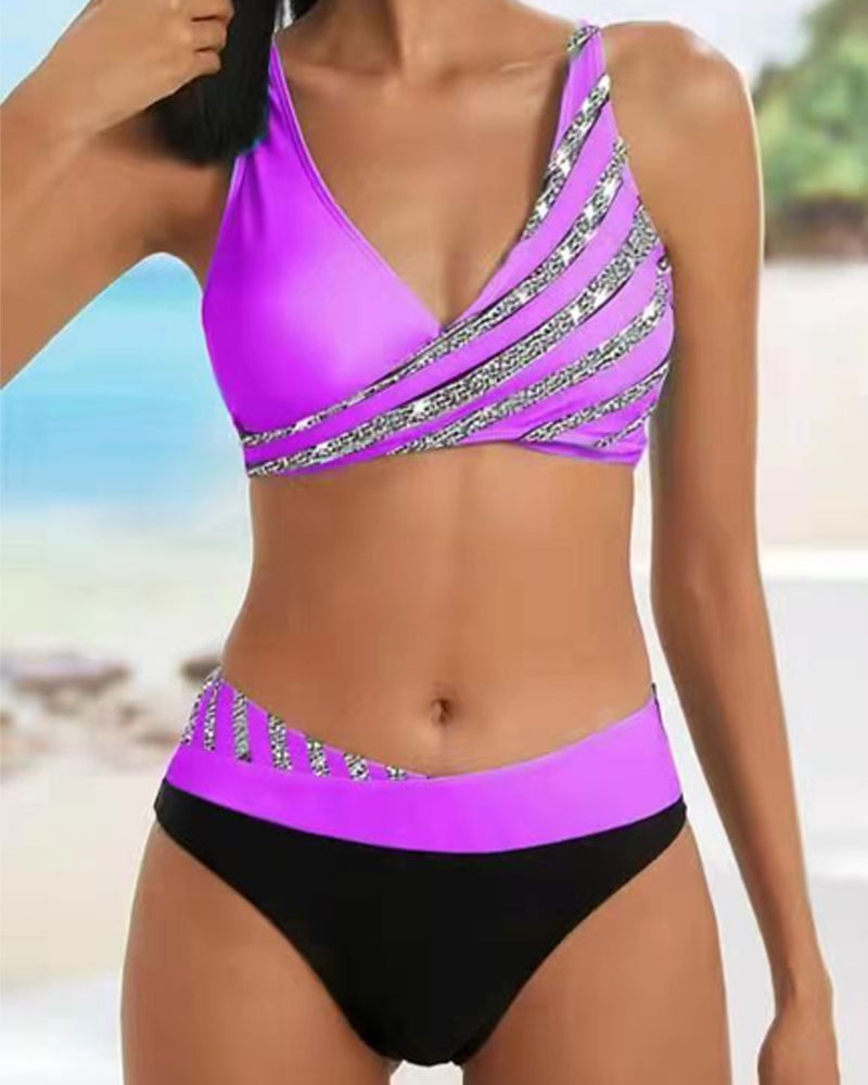 Missy – Asymmetrische bikini set met contrastdetails voor dames