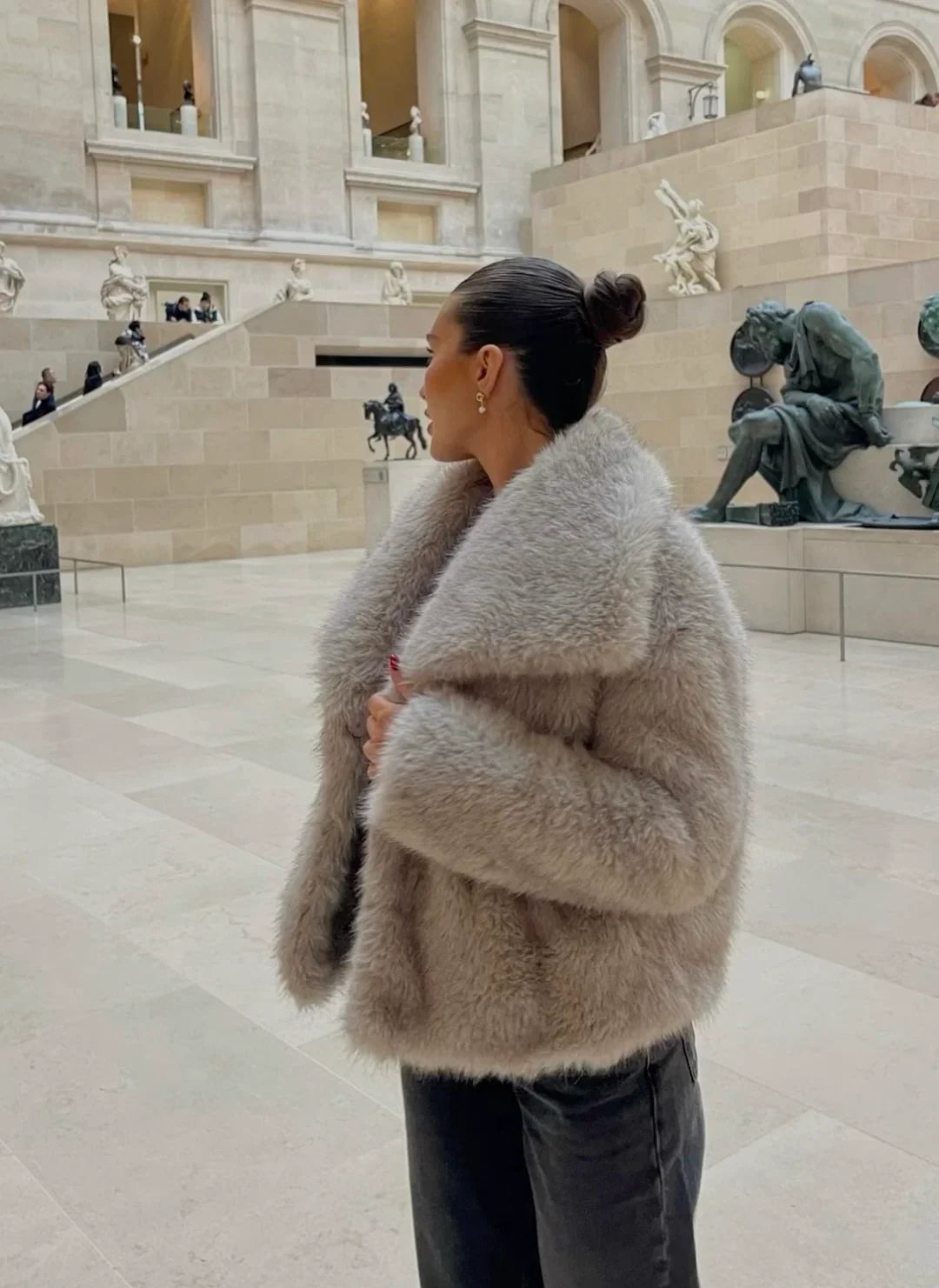 Milky | Luxe bontjas met oversized kraag