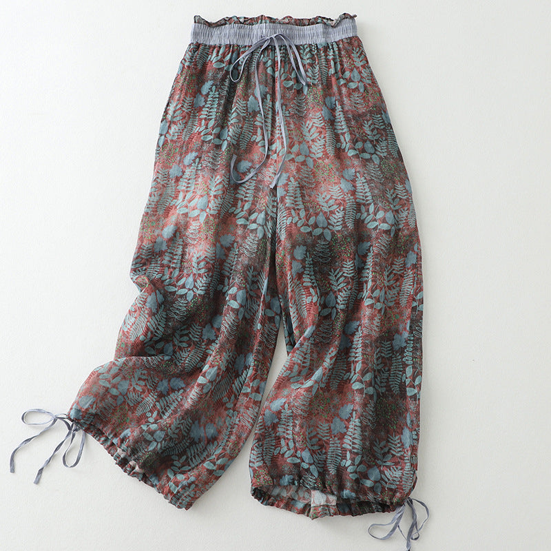Zahra - Luchtige damesbroek met strikdetail en elastische taille