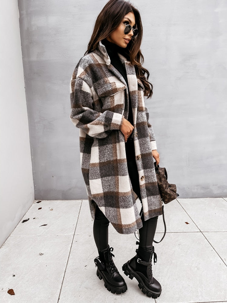Briony - Geruite damesjas oversized