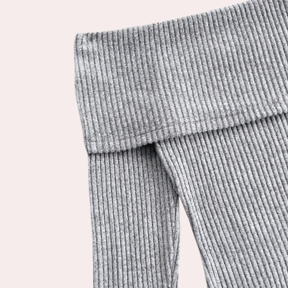 Autumn - Off-shoulder geribde gebreide romper