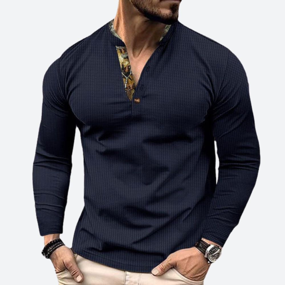 Kenneth | Heren casual poloshirt met lange mouwen