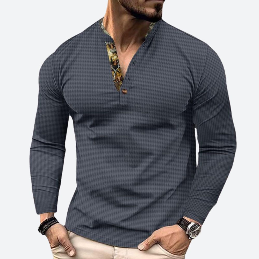 Kenneth | Heren casual poloshirt met lange mouwen