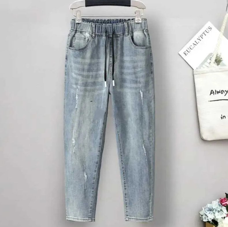 Tilly - Relaxed fit denim joggers met trekkoord voor dames