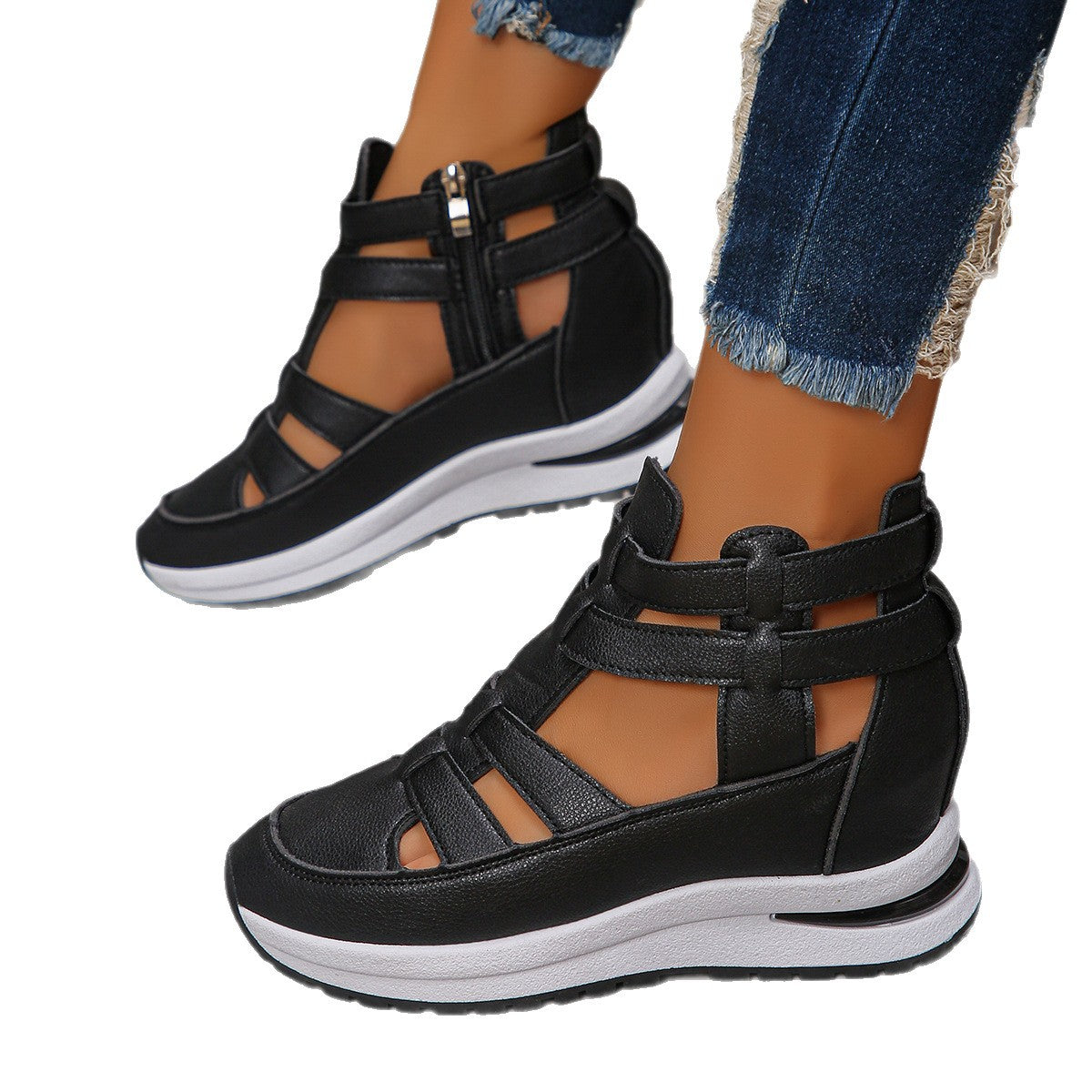 Valeska - Dames sneaker-sandaal met open zijpanelen