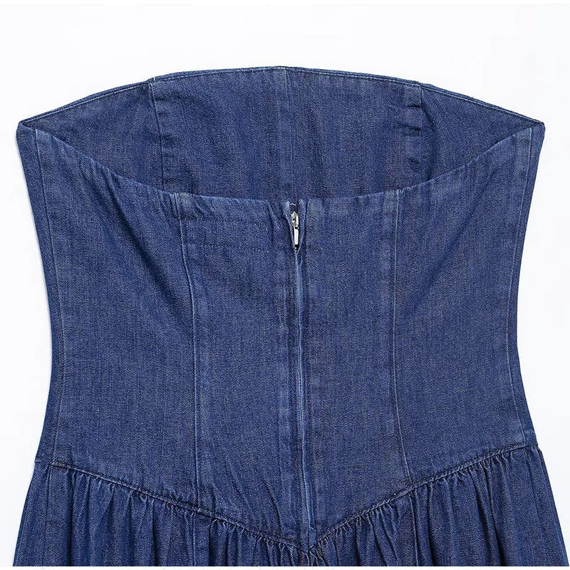 Canola - Dames strapless maxi jurk met gevormd lijfje en uitlopende rok