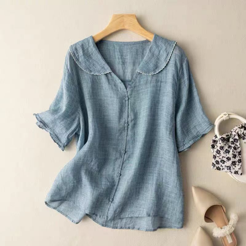Bodil - Kraagtop met knoopsluiting voor dames