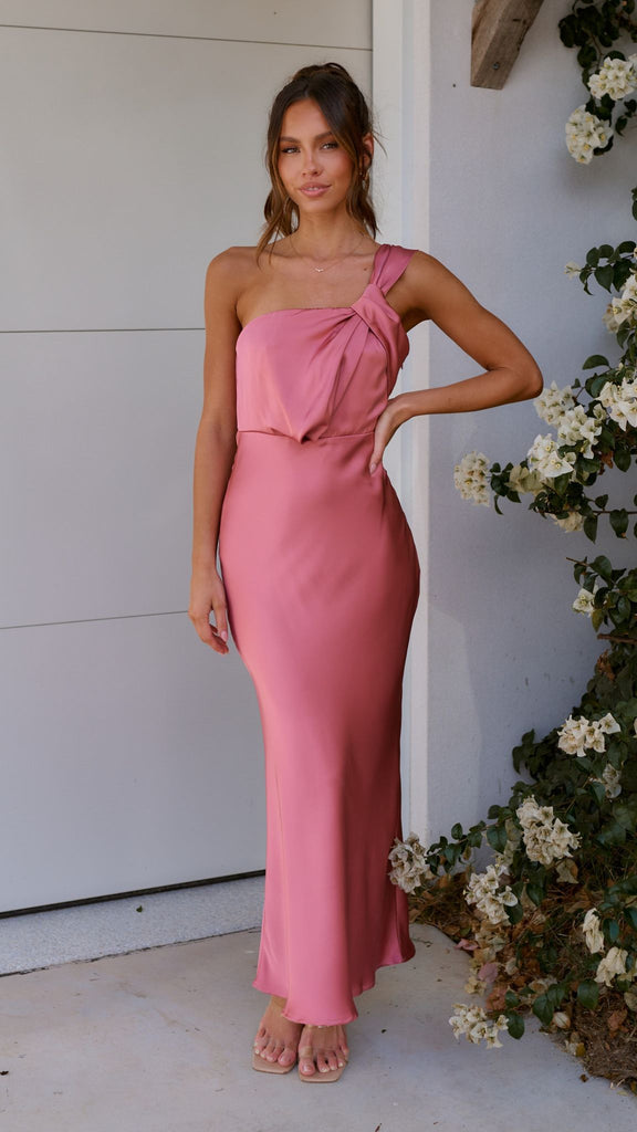 Lumen - Asymmetrische maxi damesjurk met strik op één schouder