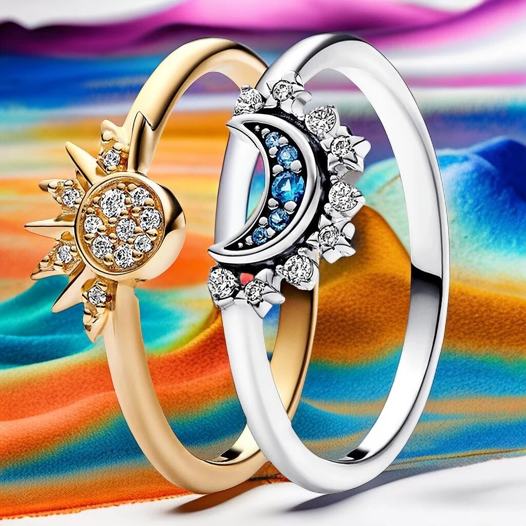 Celia - Damesring met zon en maan design