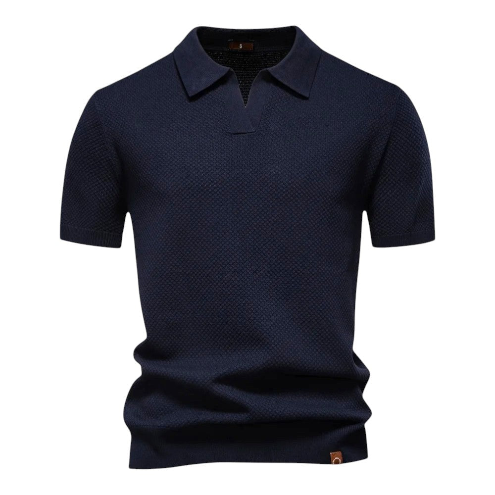 Gilbert - Heren poloshirt met open kraag en textuurstructuur