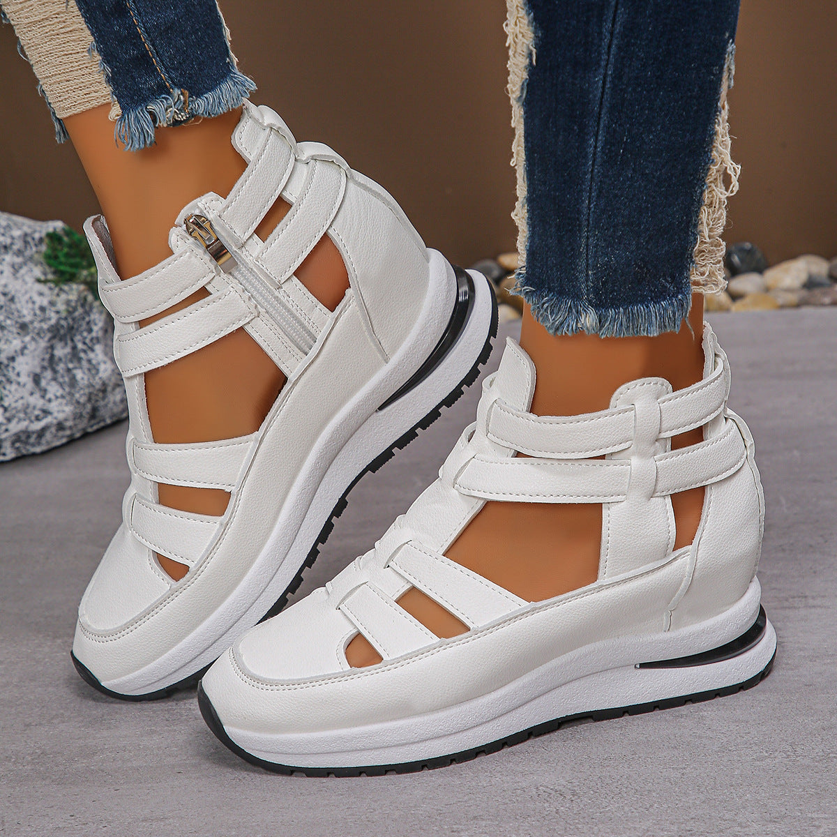 Valeska - Dames sneaker-sandaal met open zijpanelen