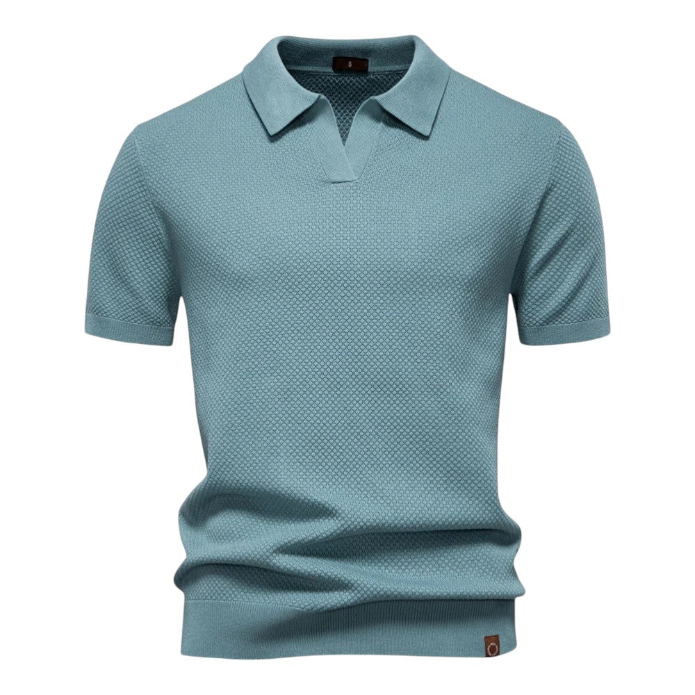 Gilbert - Heren poloshirt met open kraag en textuurstructuur